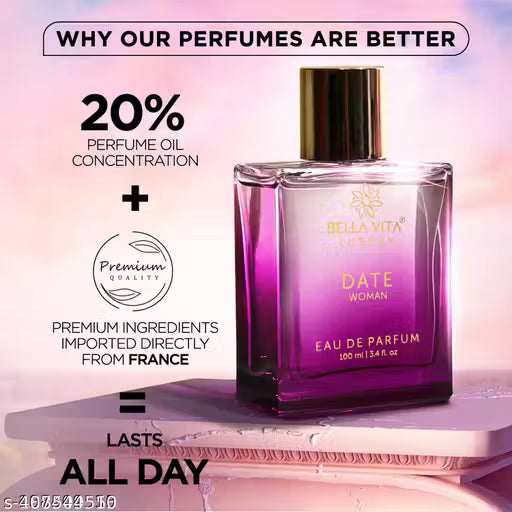 Bella Vita Luxury DATE Woman EDP Perfume 100 ML and SKAI Unisex Body Deodorant 150 ML Combo with Long Lasting Fragrance for Men and Women (Pack of 2 Items)