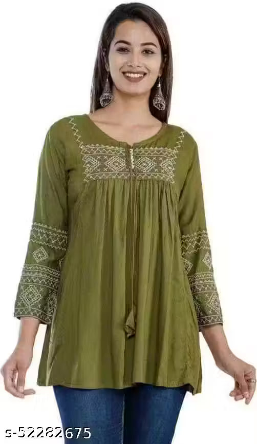 green embroidered kurta