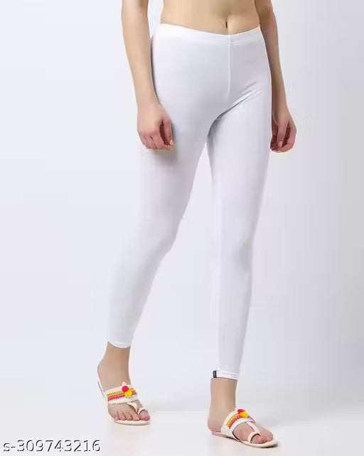 CHHOTE NAWAB Women's Solid White Leggings & Tights