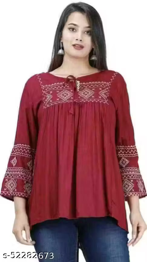 maroon embroidered kurta